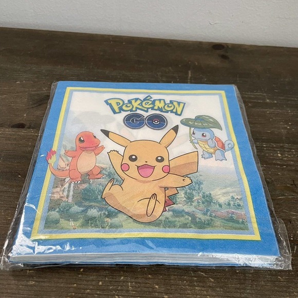 Pokémon Go Napkins New Sealed 6.5”x6.5” Unsure Of Amount Pikachu Party Supplies - Picture 2 of 2